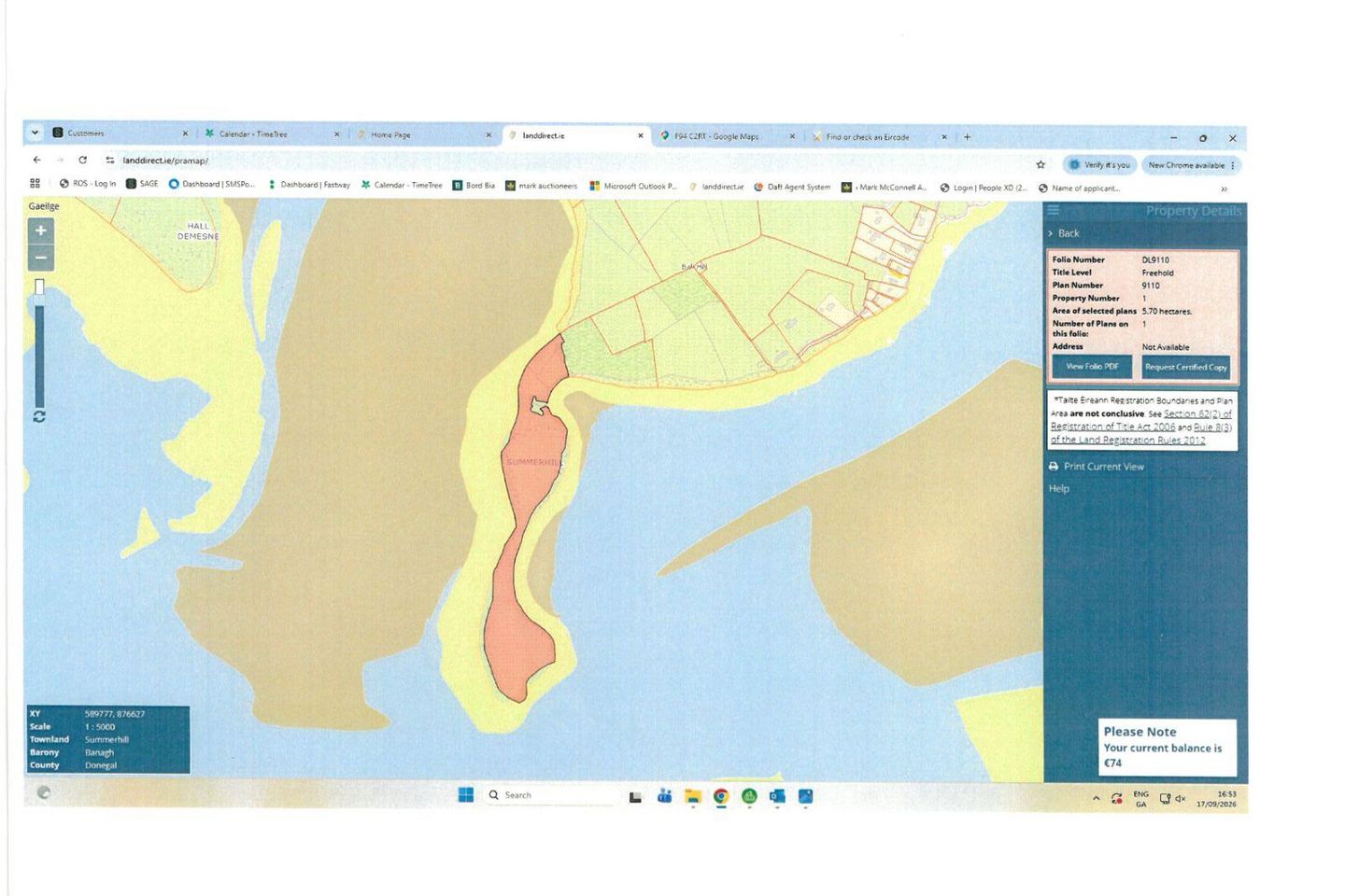 14 acres of Coastal Land for Sale at Summerhill, Donegal Bay