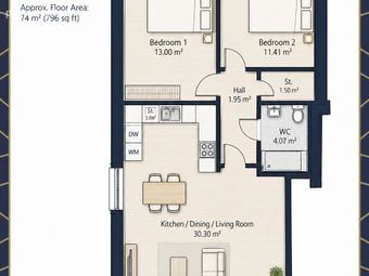 Type X1 2 Bed Ground Floor Apartment, Dundalk Road, Castlebellingham, Co. Louth - Image 2