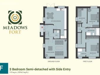 3-bed Semi Type F (113 Sq M), Meadows Fort, Graiguecullen, Carlow, Carlow Town, Carlow Town, Co. Carlow - Image 3