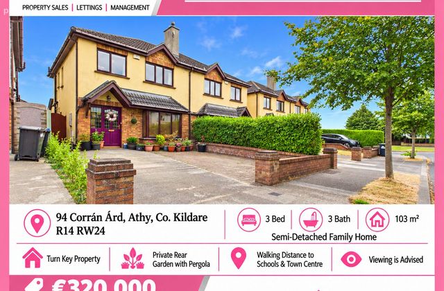 94 Corr&aacute;n &Aacute;rd, Athy, Co. Kildare - Click to view photos