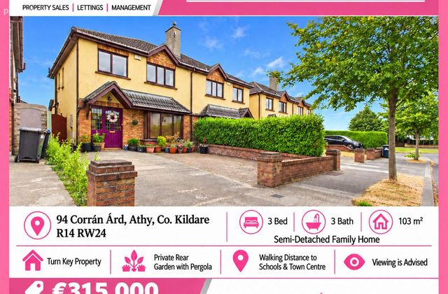 94 Corr&aacute;n &Aacute;rd, Athy, Co. Kildare - Click to view photos